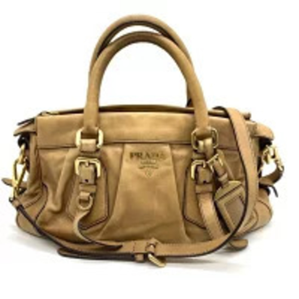 Prada bag handbag shoulder leather Camel Tan Brown